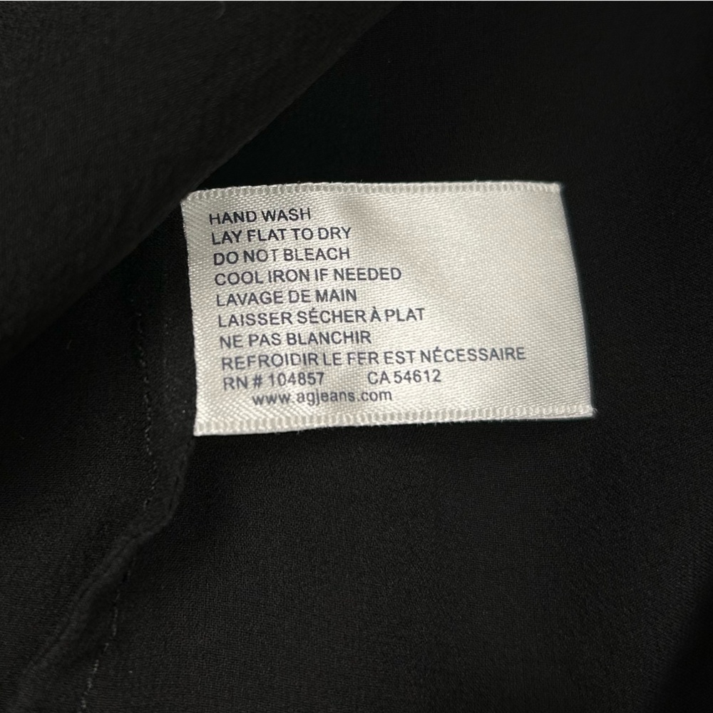 AG Adriano Goldschmied 100% Silk Split Neckline Sheer Blouse, Black, Size Small - Picture 12 of 13